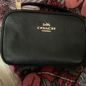 Coach Black Pebbled Leather Wristlet